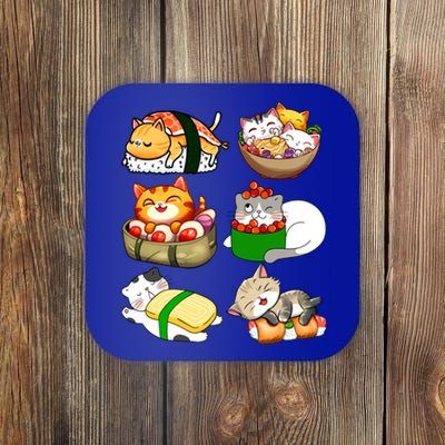 Sushi Lover Anime Cats Lovers Japanese Anime Kawaii Neko Gift Coaster