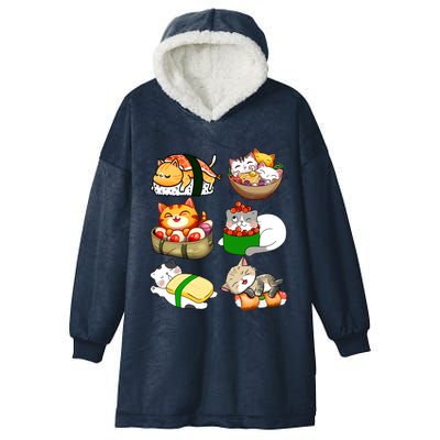 Sushi Lover Anime Cats Lovers Japanese Anime Kawaii Neko Gift Hooded Wearable Blanket