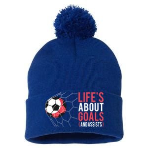 Soccer LifeS About Goals Soccer Cute Gift Pom Pom 12in Knit Beanie