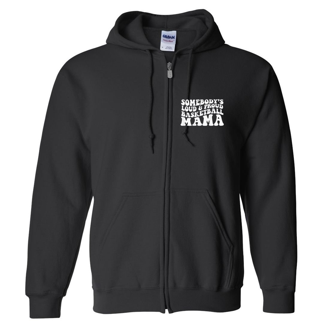 Somebody's loud and proud basketball mama Full Zip Hoodie