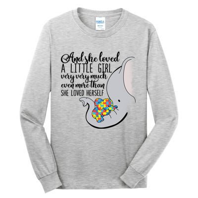 She Loved A Little Very Much Autism Elephant Mom Gift Meaningful Gift Tall Long Sleeve T-Shirt