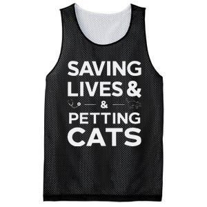 Saving Lives And Petting Cats Funny Medical Staff Doctor Mesh Reversible Basketball Jersey Tank