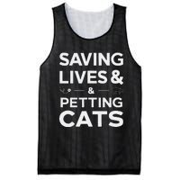 Saving Lives And Petting Cats Funny Medical Staff Doctor Mesh Reversible Basketball Jersey Tank