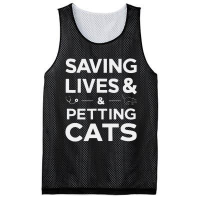 Saving Lives And Petting Cats Funny Medical Staff Doctor Mesh Reversible Basketball Jersey Tank