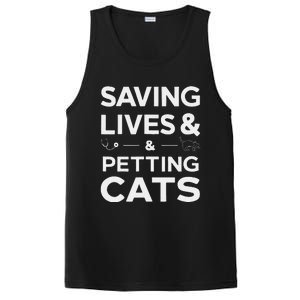 Saving Lives And Petting Cats Funny Medical Staff Doctor PosiCharge Competitor Tank