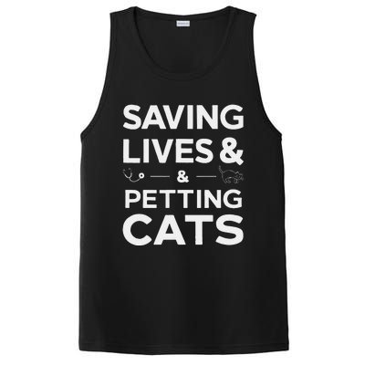 Saving Lives And Petting Cats Funny Medical Staff Doctor PosiCharge Competitor Tank