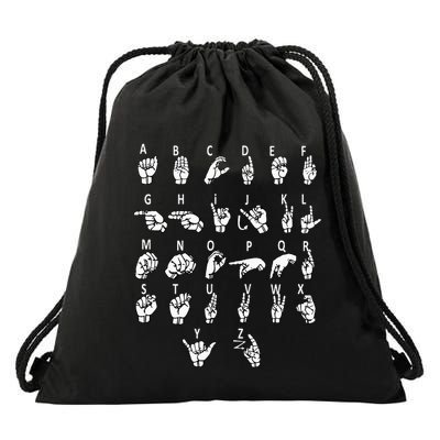 Sign Language Alphabet For Asl Interpreter Deaf Teacher Stud Drawstring Bag
