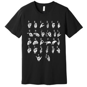 Sign Language Alphabet For Asl Interpreter Deaf Teacher Stud Premium T-Shirt