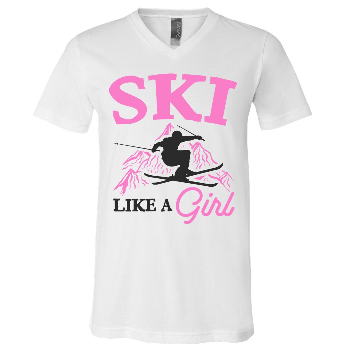 Ski Like A Girl Gift For Skiers Skiing Lover V-Neck T-Shirt