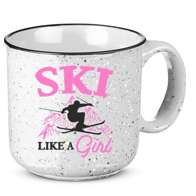 Ski Like A Girl Gift For Skiers Skiing Lover 15oz Campfire Ceramic Mug