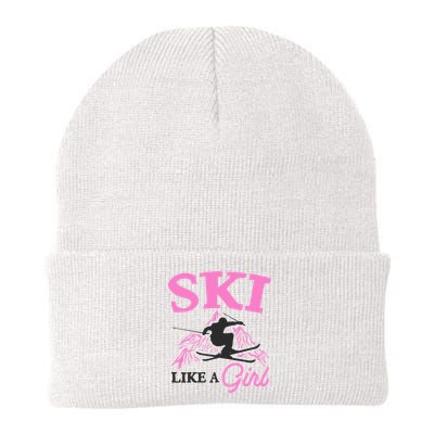 Ski Like A Girl Gift For Skiers Skiing Lover Beanie