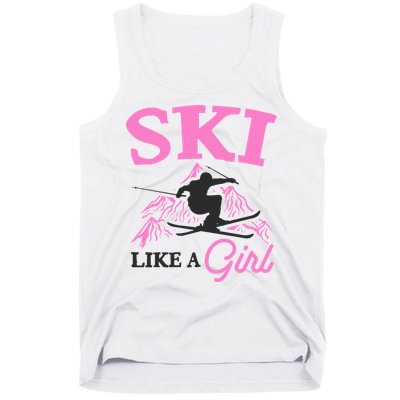 Ski Like A Girl Gift For Skiers Skiing Lover Tank Top