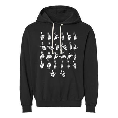 Sign Language Alphabet For ASL Interpreter Deaf Teacher Stud Garment-Dyed Fleece Hoodie