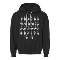 Sign Language Alphabet For ASL Interpreter Deaf Teacher Stud Garment-Dyed Fleece Hoodie
