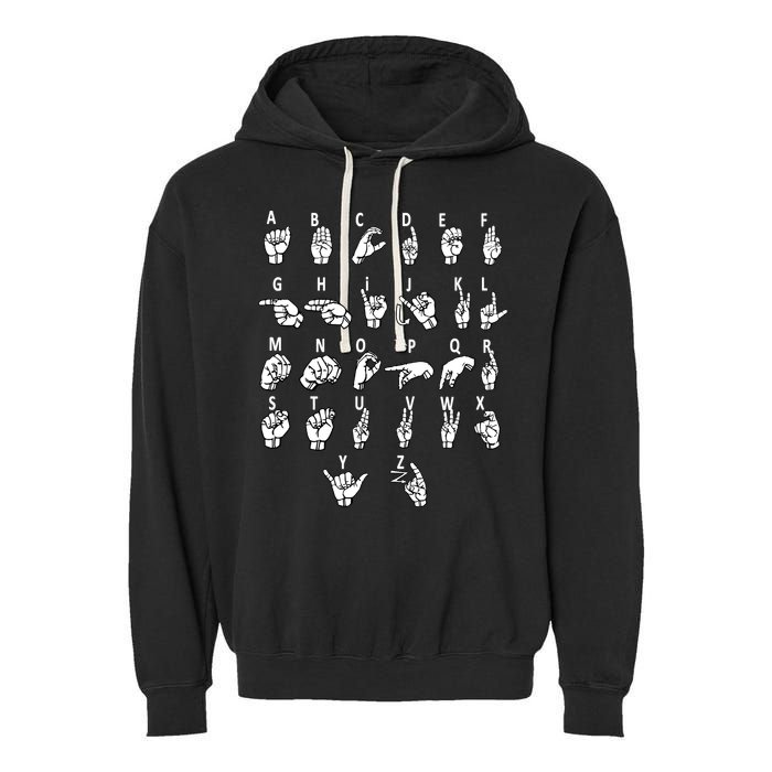 Sign Language Alphabet For ASL Interpreter Deaf Teacher Stud Garment-Dyed Fleece Hoodie