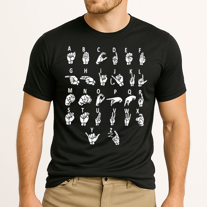 Sign Language Alphabet For ASL Interpreter Deaf Teacher Stud Performance Shirt