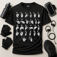 Sign Language Alphabet For ASL Interpreter Deaf Teacher Stud Performance Shirt