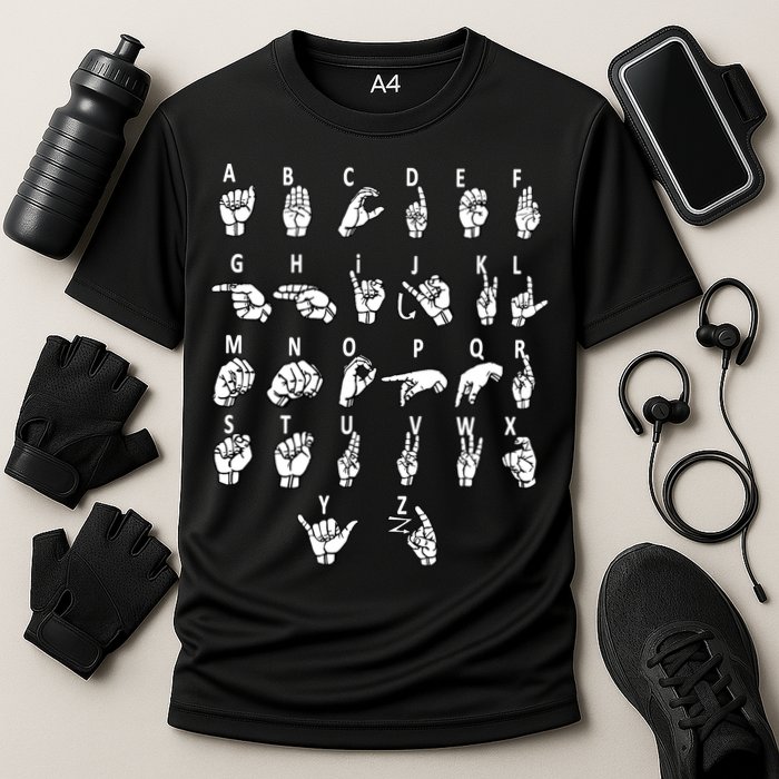 Sign Language Alphabet For ASL Interpreter Deaf Teacher Stud Performance Shirt
