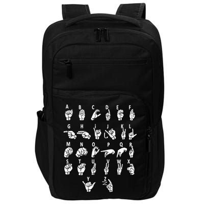Sign Language Alphabet For ASL Interpreter Deaf Teacher Stud Impact Tech Backpack