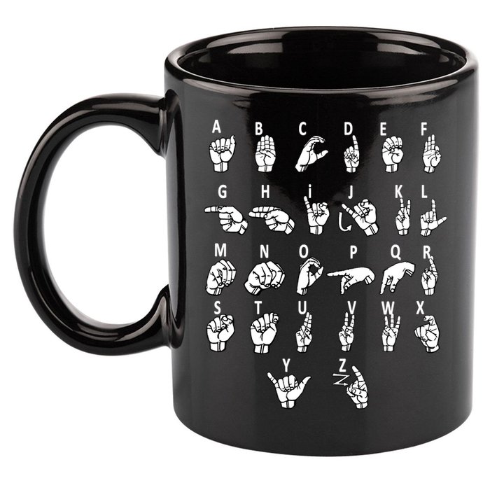 Sign Language Alphabet For ASL Interpreter Deaf Teacher Stud 11oz C Handle Ceramic Mug