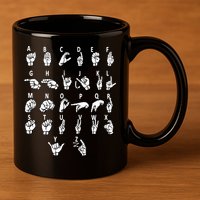 Sign Language Alphabet For ASL Interpreter Deaf Teacher Stud 11oz C Handle Ceramic Mug
