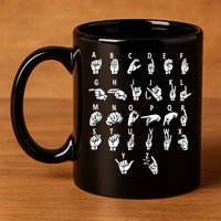Sign Language Alphabet For ASL Interpreter Deaf Teacher Stud 11oz C Handle Ceramic Mug