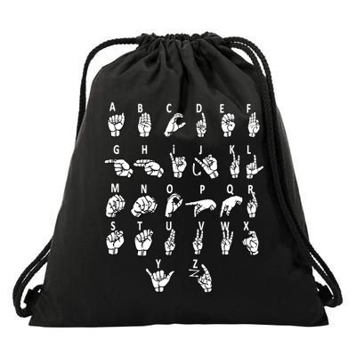 Sign Language Alphabet For ASL Interpreter Deaf Teacher Stud Drawstring Bag