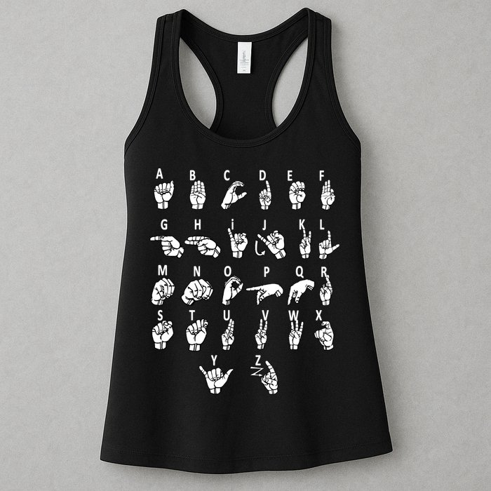 Sign Language Alphabet For ASL Interpreter Deaf Teacher Stud Womens Tank Top
