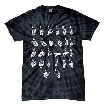 Sign Language Alphabet For ASL Interpreter Deaf Teacher Stud Tie-Dye T-Shirt