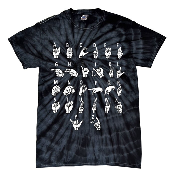 Sign Language Alphabet For ASL Interpreter Deaf Teacher Stud Tie-Dye T-Shirt