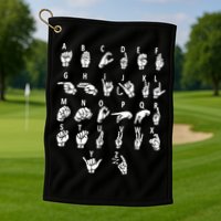 Sign Language Alphabet For ASL Interpreter Deaf Teacher Stud Golf Towel