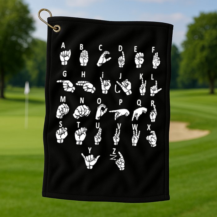 Sign Language Alphabet For ASL Interpreter Deaf Teacher Stud Golf Towel