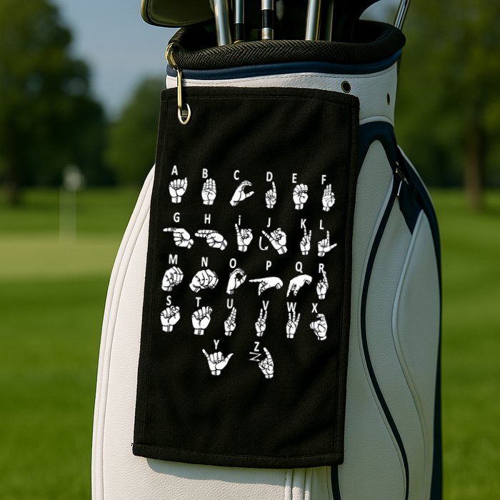 Sign Language Alphabet For ASL Interpreter Deaf Teacher Stud Golf Towel