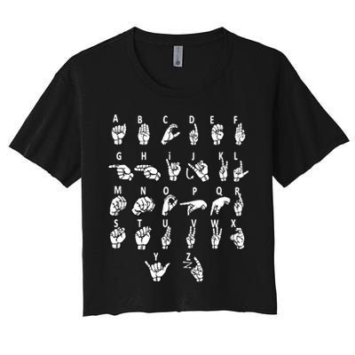 Sign Language Alphabet For ASL Interpreter Deaf Teacher Stud Crop Top