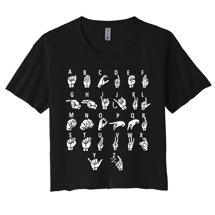 Sign Language Alphabet For ASL Interpreter Deaf Teacher Stud Crop Top