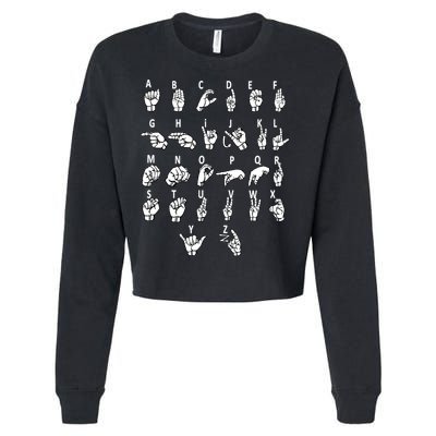 Sign Language Alphabet For ASL Interpreter Deaf Teacher Stud Cropped Pullover Crew