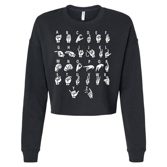Sign Language Alphabet For ASL Interpreter Deaf Teacher Stud Cropped Pullover Crew