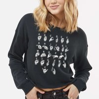 Sign Language Alphabet For ASL Interpreter Deaf Teacher Stud Cropped Pullover Crew