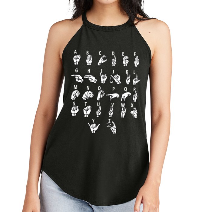 Sign Language Alphabet For ASL Interpreter Deaf Teacher Stud Women's Perfect Tri Rocker Tank