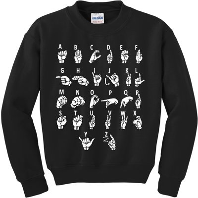 Sign Language Alphabet For ASL Interpreter Deaf Teacher Stud Kids Sweatshirt
