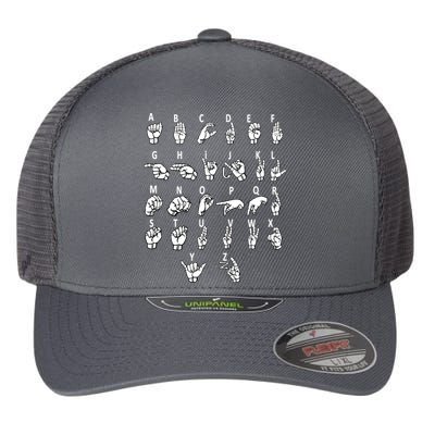 Sign Language Alphabet For ASL Interpreter Deaf Teacher Stud Flexfit Unipanel Trucker Cap