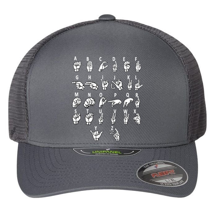 Sign Language Alphabet For ASL Interpreter Deaf Teacher Stud Flexfit Unipanel Trucker Cap