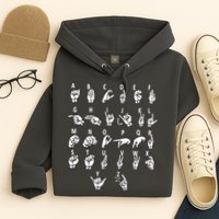 Sign Language Alphabet For ASL Interpreter Deaf Teacher Stud Hoodie