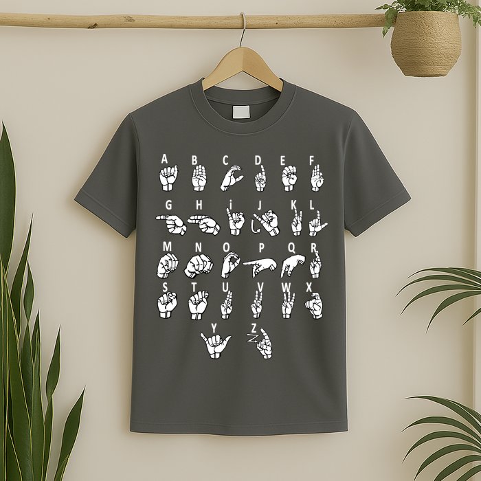 Sign Language Alphabet For ASL Interpreter Deaf Teacher Stud T-Shirt