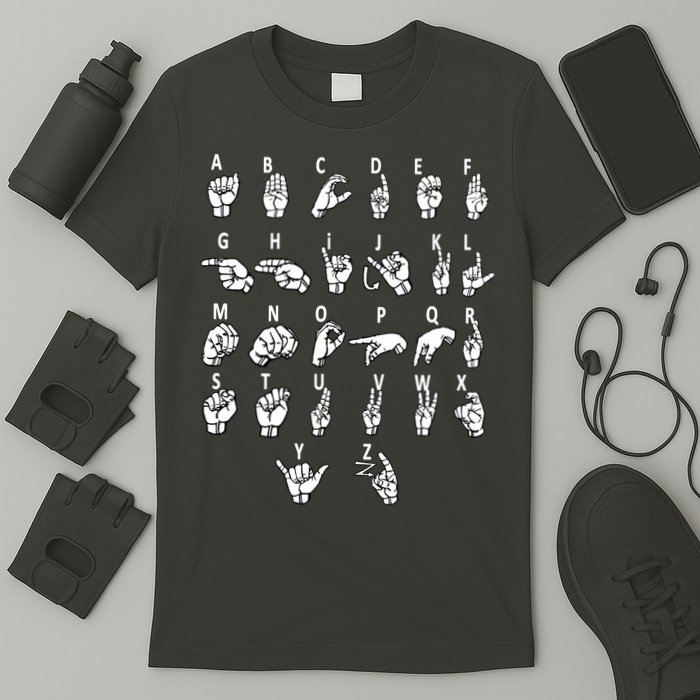 Sign Language Alphabet For ASL Interpreter Deaf Teacher Stud T-Shirt