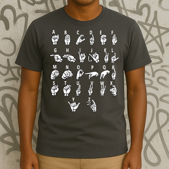Sign Language Alphabet For ASL Interpreter Deaf Teacher Stud T-Shirt