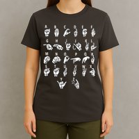 Sign Language Alphabet For ASL Interpreter Deaf Teacher Stud T-Shirt