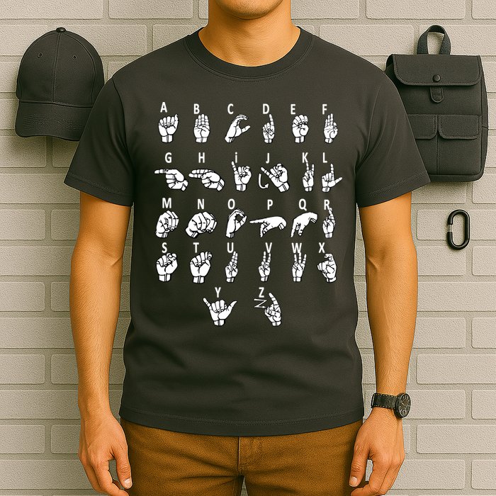 Sign Language Alphabet For ASL Interpreter Deaf Teacher Stud T-Shirt