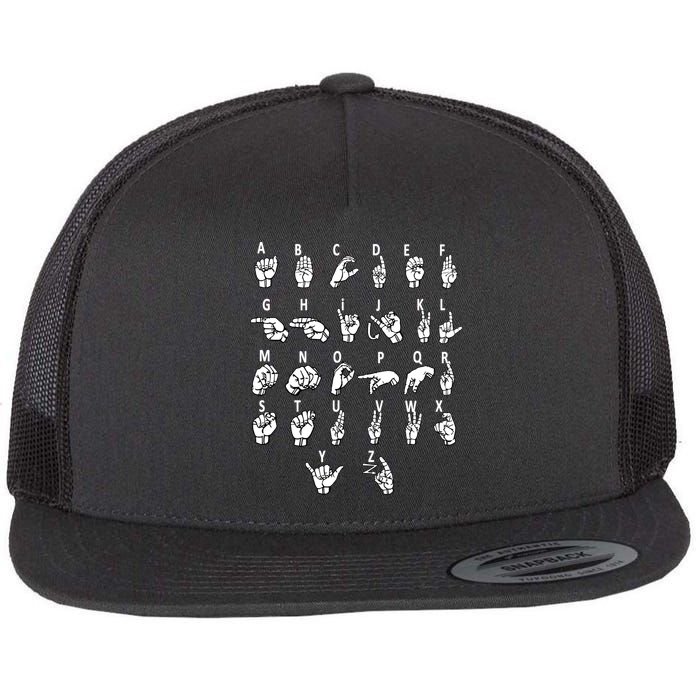 Sign Language Alphabet For ASL Interpreter Deaf Teacher Stud Flat Bill Trucker Hat