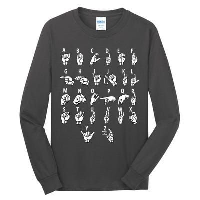 Sign Language Alphabet For ASL Interpreter Deaf Teacher Stud Tall Long Sleeve T-Shirt